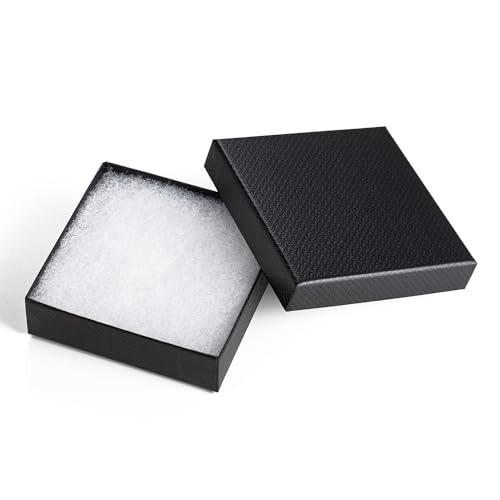 Magicool 96 Pack 3.5x3.5x1 Inch Cardboard Jewelry Boxes,Used for Necklaces,Bracelets,Earrings,Jewelry,Small Gift Packaging,Jewelry Gift Boxes with Lids and Filled with Cotton(Black) - color: Black, size: 3.5x3.5x1 Inch (Pack of 96)