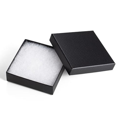 Magicool 96 Pack 3.5x3.5x1 Inch Cardboard Jewelry Boxes,Used for Necklaces,Bracelets,Earrings,Jewelry,Small Gift Packaging,Jewelry Gift Boxes with Lids and Filled with Cotton(Black) - color: Black, size: 3.5x3.5x1 Inch (Pack of 96)