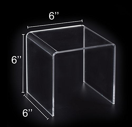 Jusalpha® 8 PC 6'' Clear Acrylic Risers, Retail Display Risers Shelf - size: 6x6x6 Inches