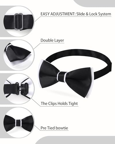 AWAYTR Bow Ties for Men - Pre-Tied Adjustable Tuxedo Style for Wedding - color: Black&white