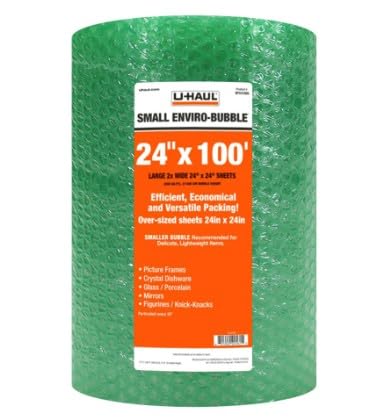 U-Haul Enviro-Bubble - Bulk Roll 100' of Large Bubble Padding & Protection for Fragile Decor, Dishes, Glassware, Frames, & More- 1 Roll - size: 100' - Large Bubbles