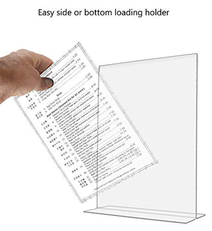 Marketing Holders 8.5" w x 11" h Sign Holder Literature Flyer Poster Frame Letter Notice Menu Pricing Deli Table Tent Countertop Expo Event Display Stand Clear Durable Acrylic Bottom Load - size: Bottom Load 8.5"w x 11"h