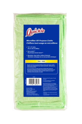 Quickie Cleaning 32-Pack Microfiber Cleaning Cloth 14"x14" inch Green All-Purpose Towel/Wiper for Multi-Purpose Indoor/Outdoor Cleaning/Dusting/Polishing on Kitchen/Bathroom/Auto Surfaces - size: 14 inch x 14 inch, style: 32 Pack