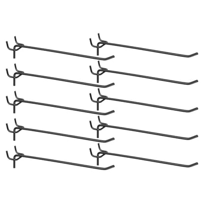 HARFINGTON 10pcs Pegboard Shelving Hooks 8" Stainless Steel Peg Board Display Hook Hanging Holders Wall Mount Organize Tools for Workbench Garage Kitchen Store, Black - size: 8 Inch