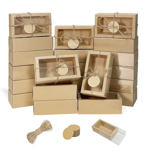 Conchpeople 30 Pcs Drawer Boxes 6.5x3.5x2 IN with W IN dow Card & Ribbon
