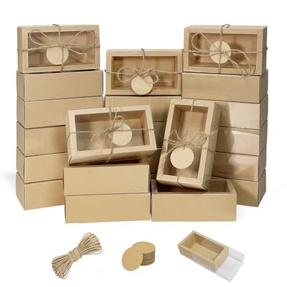 Conchpeople 30 Pcs Drawer Boxes 6.5x3.5x2 IN with W IN dow Card & Ribbon