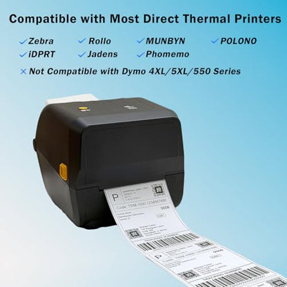 4 x 6 Thermal Shipping Labels 500 Labels Fanfold Direct Thermal Printer Paper Commercial Grade Thermal Printer Sticke Perforated Thermal Printer Labels, 1 Stack
