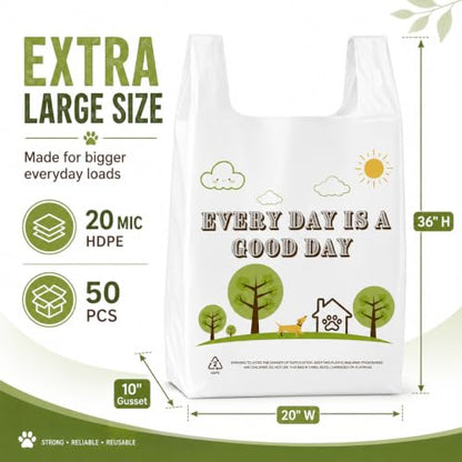 YoYoRain 50 Count Oversized White Tree T-Shirt Bags, 20 x 10 x 36 in - color: White Tree