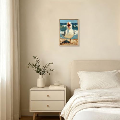 Seagull Rustic Coastal Wooden Box Sign Wall Art 8x12 Inch - color: Beach Seagull