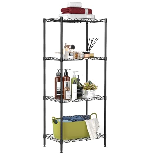 BestOffice | 4-Tier Wire Shelf | 12" x 18" x 44 | Black - color: Black, size: 12"D x 18"W x 44"H