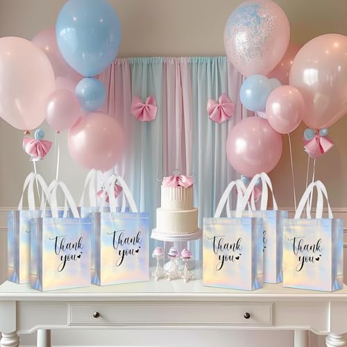 Sweetude 30 Thank You Non Woven Gift Bag, 10 x 8 x 4 Inch, Laser - color: Laser, size: 10 X 8 X 4 Inch