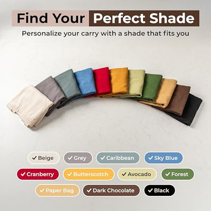VeraMia Canvas Grocery Bag 3pc XL Set with Real Pockets, Long Shoulder Strap and Short Handle. Heavy Duty, Foldable, Washable - color: Dark Chocolate