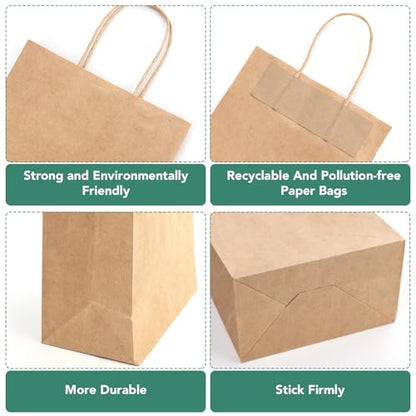 XPCARE Brown Paper Bags with Handles, 100Pcs 8x4.5x10In Kraft Paper Bag - color: Brown