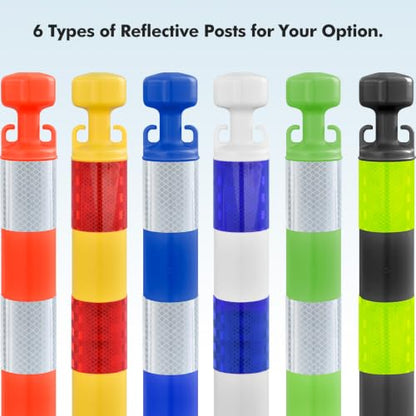 6 Pack 40" Stanchions, Chain Barriers for Crowd Control, Green - color: Green White