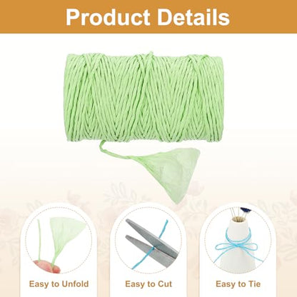Generic Green Raffia Ribbon,98 Yard Natural Raffia Paper String 2mm Wide Twisted Raffia Yarn Twine for Gift Wrapping Crocheting Knitting DIY Crafts