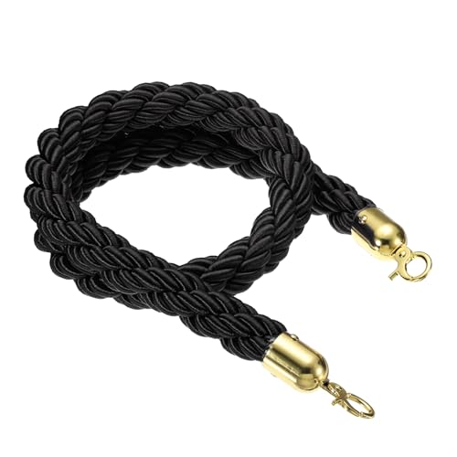 PATIKIL Stanchion Rope, 1.2m/3.9Ft Barrier Rope Twisted Post Ropes with Snap Hooks for Posts Stands Queue Divider Crowd Control of Hotel, Black Golden - color: Black, Golden, size: 3.9Ft