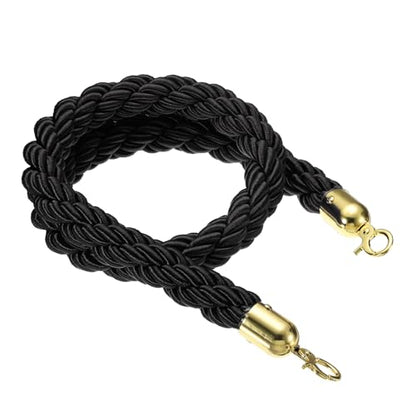 PATIKIL Stanchion Rope, 1.2m/3.9Ft Barrier Rope Twisted Post Ropes with Snap Hooks for Posts Stands Queue Divider Crowd Control of Hotel, Black Golden - color: Black, Golden, size: 3.9Ft