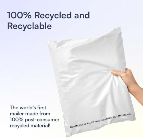 SMART 7.5x10.5 Recycled Poly Mailers - 500 Pack of White Eco-Friendly Packaging Mailing Bags | Recyclable & Sustainable, Cute & Stylish Small Business Supplies | 2.5 Mil Thick - 500 Pack - size: 7.5" x 10.5" (500 Mailers)
