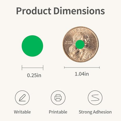 1/4" Green Dot Stickers Small Tiny Mini Little Circle Stickers - color: Green, size: 1/4 INCH