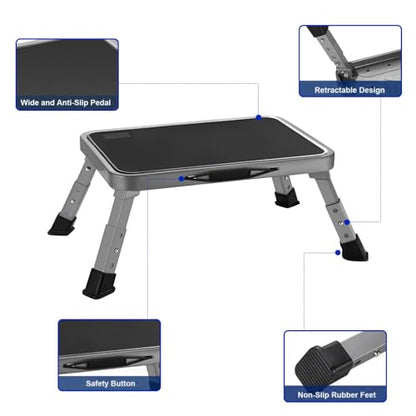 RV Step Stool Foldable 1-Step Ladder Sturdy Metal Stable Step Stool with a Non-Slip Platform Supports up to 500 lb with Non-Slip Rubber Feet, Easy to Carry (3-Level) - size: 3-Level