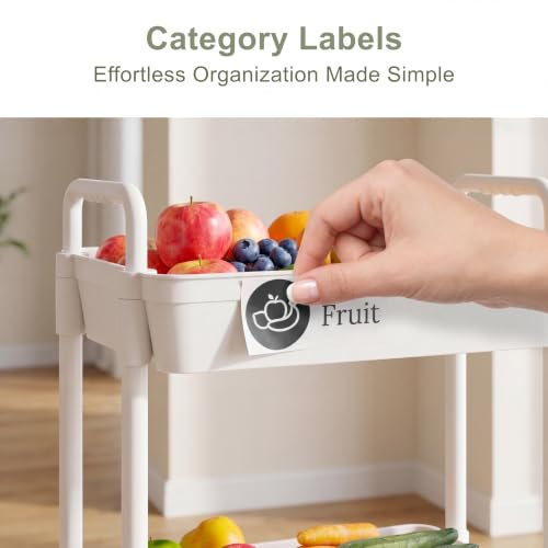 3 Tier Rolling Cart with Wheels, Utility Storage Carts,White - color: White, size: 3-Tier