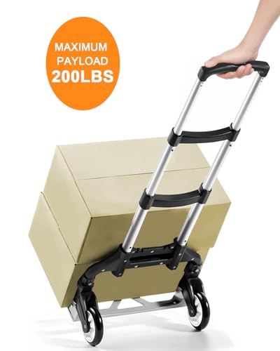 Folding Hand Truck, Dolly Cart with Wheels Foldable, Luggage Cart - color: Sliver