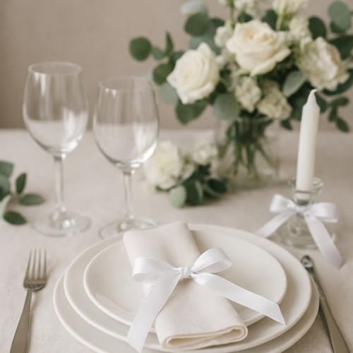 White Satin Ribbon 1-1/2 Inch x 36 Yards for Weddings Hair Bows & Gift Wrap - color: White