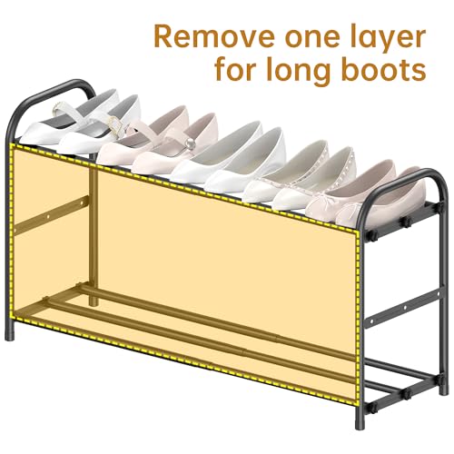 Hleelomi 4-Tier Metal Expandable Shoe Rack for Closet and Entryway, Black - color: Black, size: 4-Tier