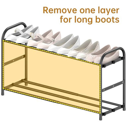 Hleelomi 4-Tier Metal Expandable Shoe Rack for Closet and Entryway, Black - color: Black, size: 4-Tier