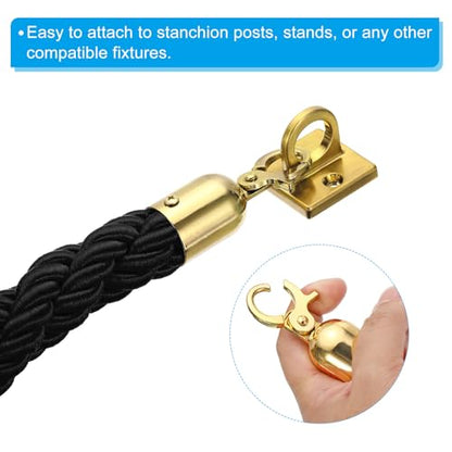 PATIKIL Stanchion Rope, 2 Pack 1.5m/5Ft Barrier Rope Twisted Post Ropes with Snap Hooks for Posts Stands Queue Divider Crowd Control of Hotel, Black Golden - color: Black/Golden