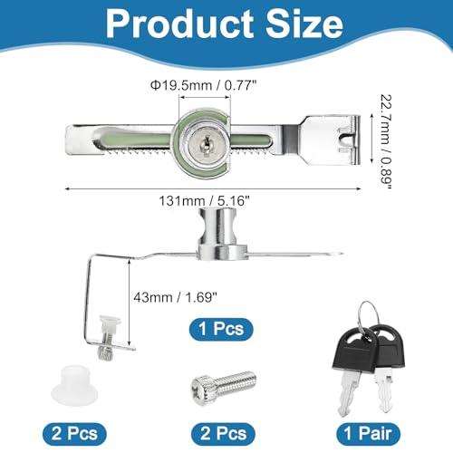 1.7" Luminous Sliding Glass Door Ratchet Lock Fit 1.18-1.57" Silver - color: Silver, size: 1.7"