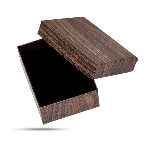 TheDisplayGuys 24-pack Cardboard Gift Boxes w. Velvet Jewelry Insert & Lids - color: Wood-Grain