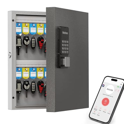 32 Key Lock Box Smart Key Organier Cabinet with Keypad & App for Office - size: 2.3inx11.3inx14.1in