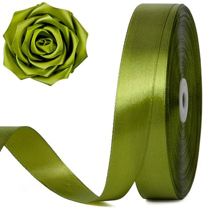 Olive Green Satin Ribbon 1 Inch x 100 Yards - color: Olive Green