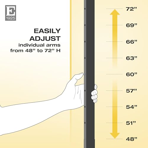 Econoco 4-Way High Cap. Garment Rack, 22in Arms, 48–72in H - color: Satin Chrome