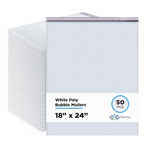 White Bubble Mailers 18x24, Poly Padded Envelopes #9, 50 Pack - color: White, size: 18"x24" / 50 Pack