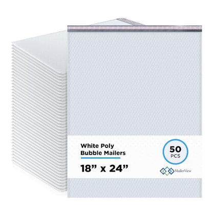 White Bubble Mailers 18x24, Poly Padded Envelopes #9, 50 Pack - color: White, size: 18"x24" / 50 Pack
