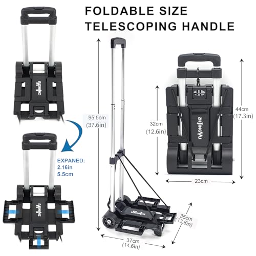 Folding Hand Truck Aluminum Trolley,Small Dolly, Foldable Hand Cart, - color: 2 Wheel Aluminium