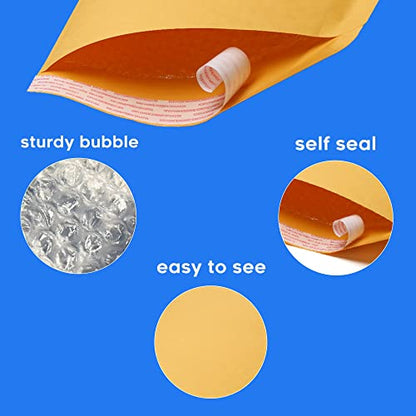 The Boxery 7.25”x12” Kraft Bubble Mailers | 100 Padded Envelopes Included - Self Sealing Shipping Bags - #1 - size: 7.25x12" (100 PACK)