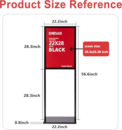 DISPLAYSWORKER Sign holder floor stand, heavy Duty Pedestal poster banner stand for display,18×24 inch slide-in double sided poster sign holder floor standing for board Display (Black, 18×24) - size: 18×24
