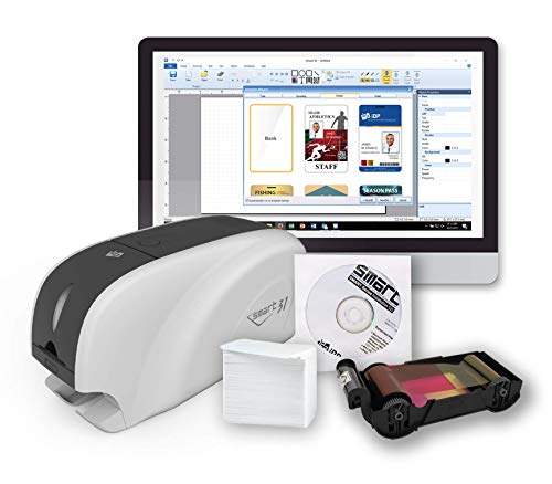 IDP SMART-31S ID Card Simplex Printer Kit with PC Only Software, 250 Print YMCKO Color Ribbon, and 100 PVC Plastic Cards - style: SMART-31S Simplex Printer Kit