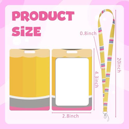 Liliaafar 4 Pcs Teacher ID Badge Holder with Lanyard Back to School Teacher Gifts Bulk Cute Composition Notebook Pencil Crayon Apple ID Badge Holder for First Day of School Stuff Office Gifts Decor - style: Back to School