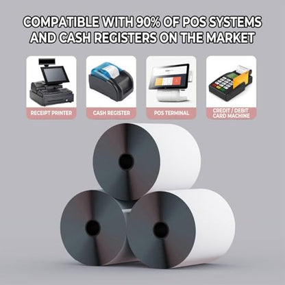 (50 Rolls) 3 1/8 x 230 Thermal Paper Receipt Rolls, Premium Quality Thermal Printer Paper, Thick Receipt Paper Rolls, Fits All POS Cash Registers, BPA Free - size: 50 Rolls, style: 3 1/8" 230