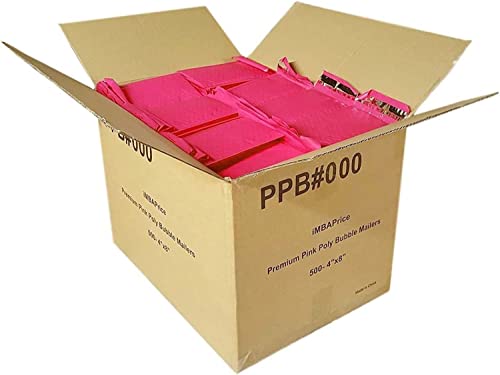 iMBAPrice 500#000 4x8 Hot Pink Color Self Seal Poly Bubble Mailers Padded Shipping Envelopes (Total 500 Bags) - color: Pink Poly Bubble, size: 4"x8" Poly (500 Envelopes) Value Pack