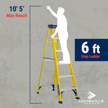 Louisville Ladder 6 ft Fiberglass Step Ladder, FS2006, Type I, 250 lbs - size: 6 feet