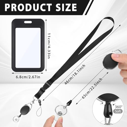 Retractable Badge Holder Set with Breakaway Lanyard and Id Card Sleeve - color: Double-sided Windows