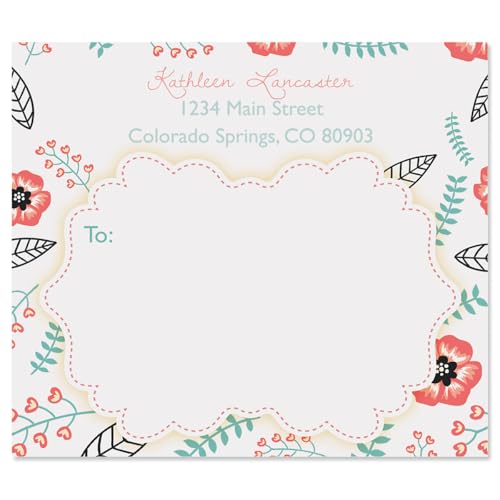 Colorful Images Joyful Floral Personalized Package Shipping Labels, Add Names & Addresses, Set of 36 Easy Peel Flat Mailing Address Label Sheets, 3⅞” x 3⅜”, 1 Design - style: Joyful