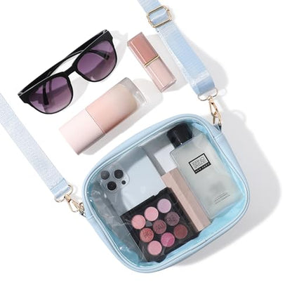 TOBVZOO Clear Bag Stadium Approved, Crossbody Transparent Bag for Concerts Sports Events, Purses for Men & Women - color: Icing Blue