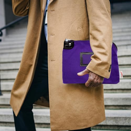 Locking Canvas Cash Bag, Purple, 9 x 12 Inch - color: Purple