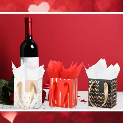 Tenare 12 Pcs Small Gift Bags Bulk,4 x 2.75 x 4.5 Inch,Red Black White - color: Red Black White, size: 4 x 2.75 x 4.5 Inch